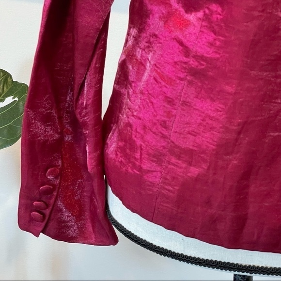 Chico’s NWT Size 0 Hooked Neva Red Linen Blend Zip Up Blazer Jacket. - Picture 4 of 6